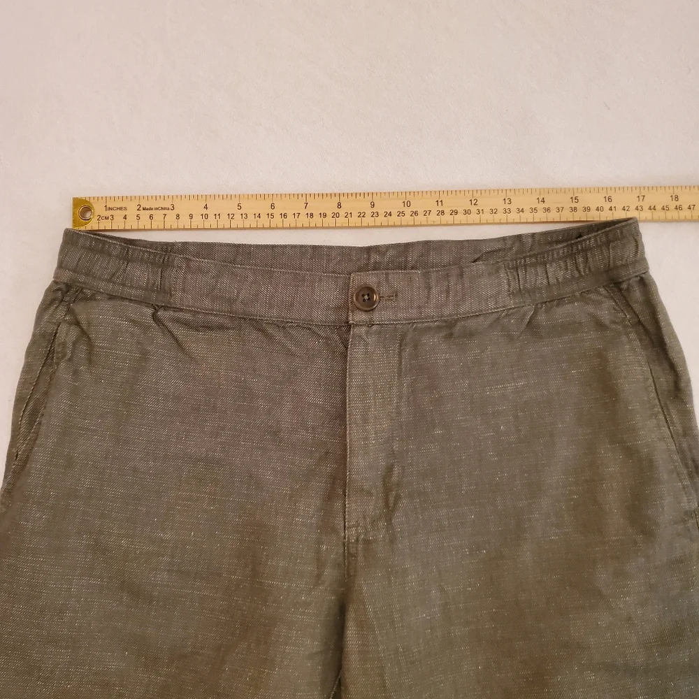 GOOD MAN BRAND‎ Army Green Linen Blend Flat Front Chino Shorts Men's Size L